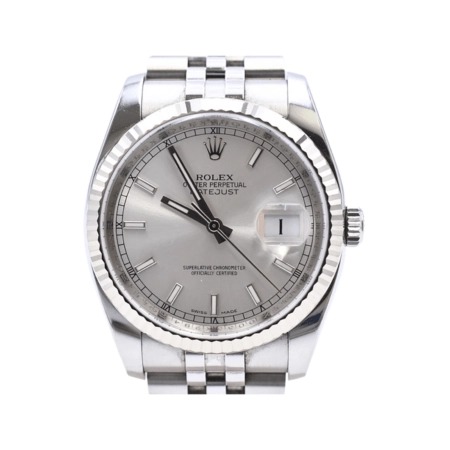 Rolex Datejust 36 Stainless Steel and White Gold Silver Dial 116234