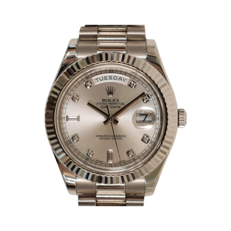 Rolex Day-Date II White Gold Silver Diamond Dial 218239A