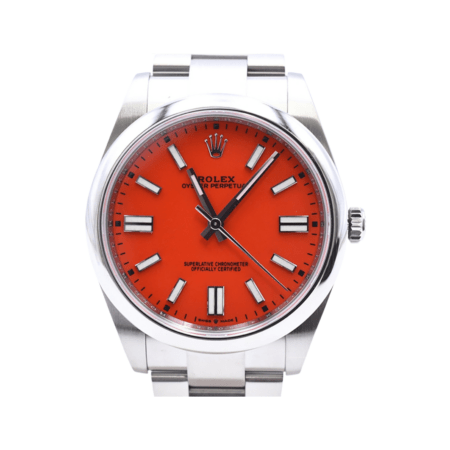 Rolex Oyster Perpetual 41 Stainless Steel Coral Red Dial 124300