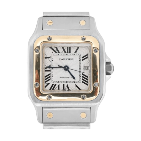 Cartier Santos Galbée Stainless Steel and Yellow Gold White Roman Dial 2319