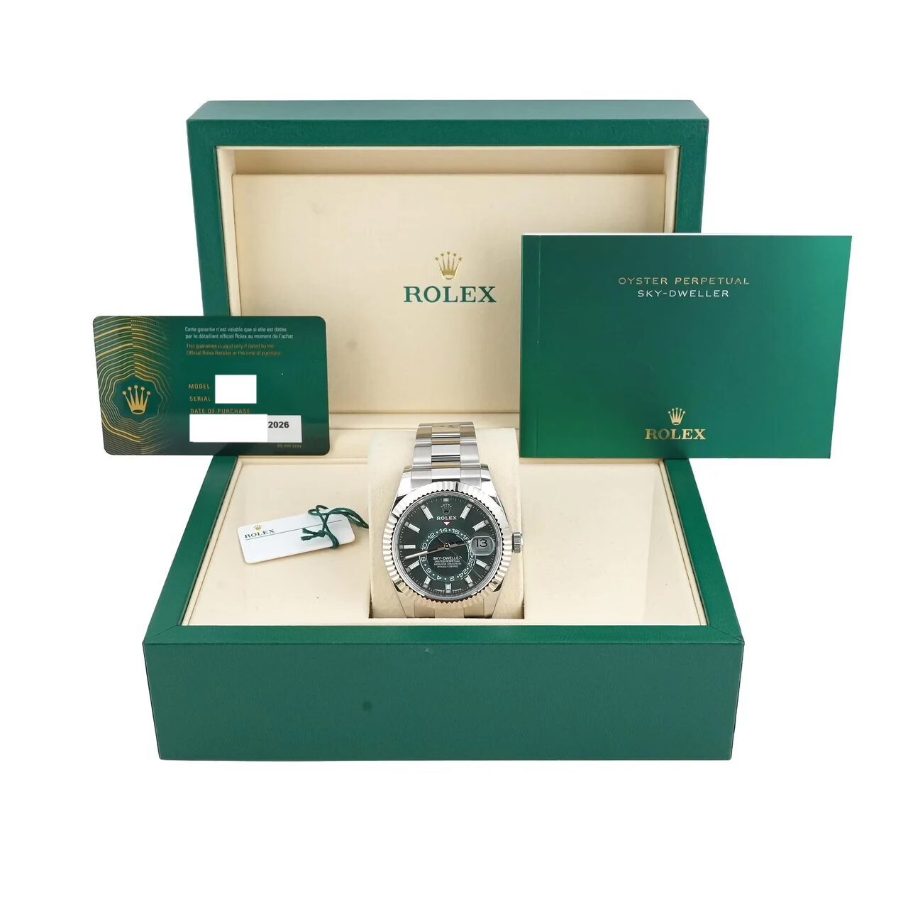 Rolex Sky-Dweller Stainless Steel and White Gold Mint Green Stick Dial 336934