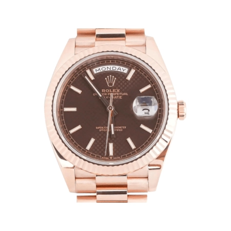 Rolex Day-Date 40 Rose Gold Brown Stick Dial 228235