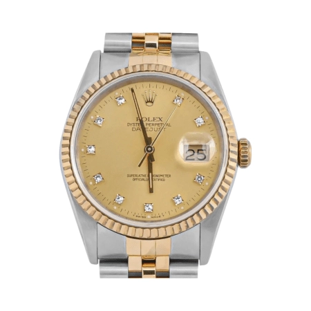Rolex Datejust 36 Stainless Steel and Yellow Gold Champagne Diamond Dial 16233