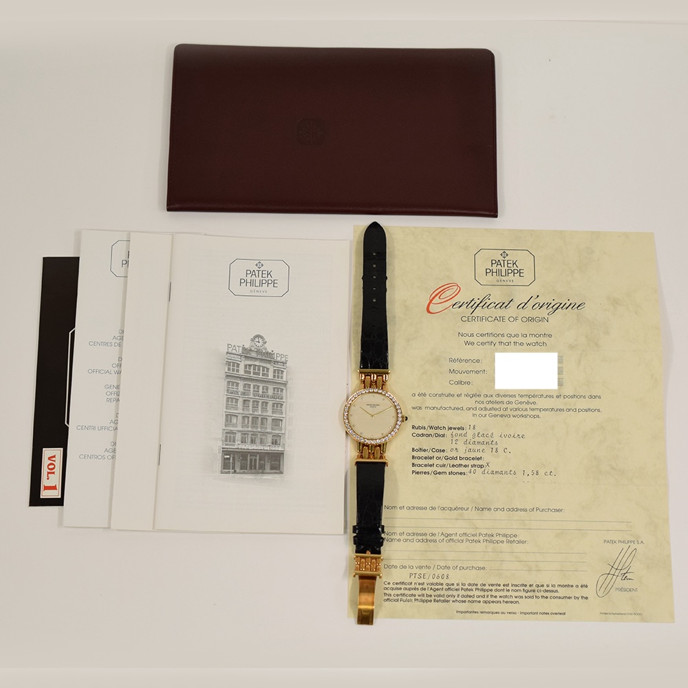Patek Philippe Calatrava Yellow Gold Ivory Diamond Dial 3916