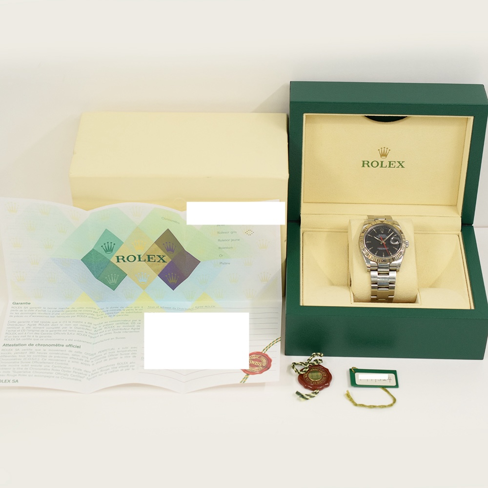 Rolex Datejust Turn-O-Graph Stainless Steel and White Gold Black Dial 116264