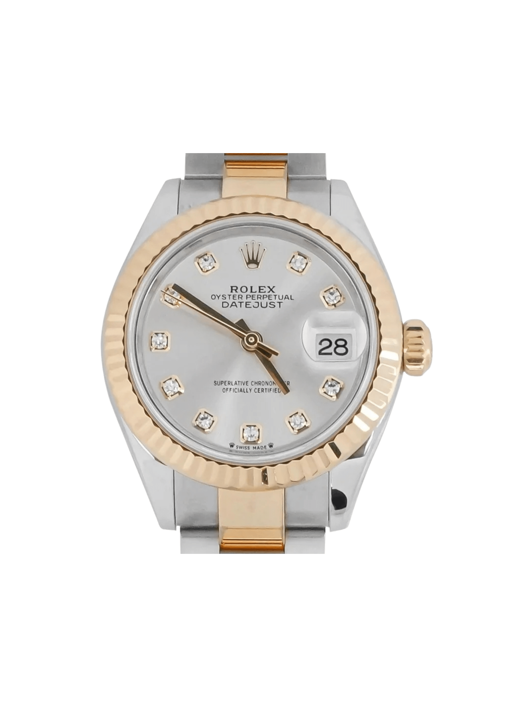 Rolex Lady-Datejust Stainless Steel and Yellow Gold Silver Diamond Dial 279173