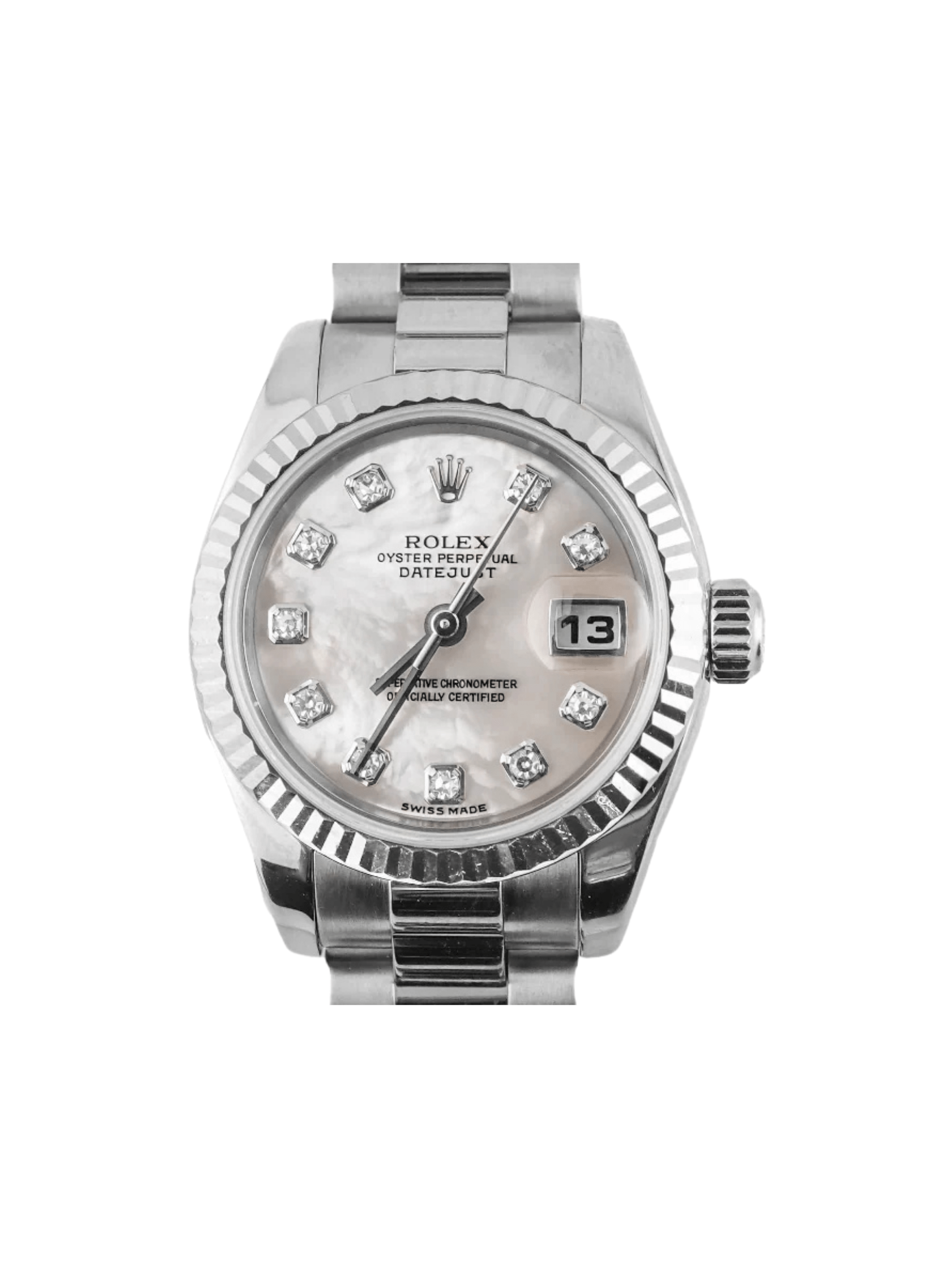 Rolex Lady-Datejust White Gold Mother of Pearl Diamond Dial 179179