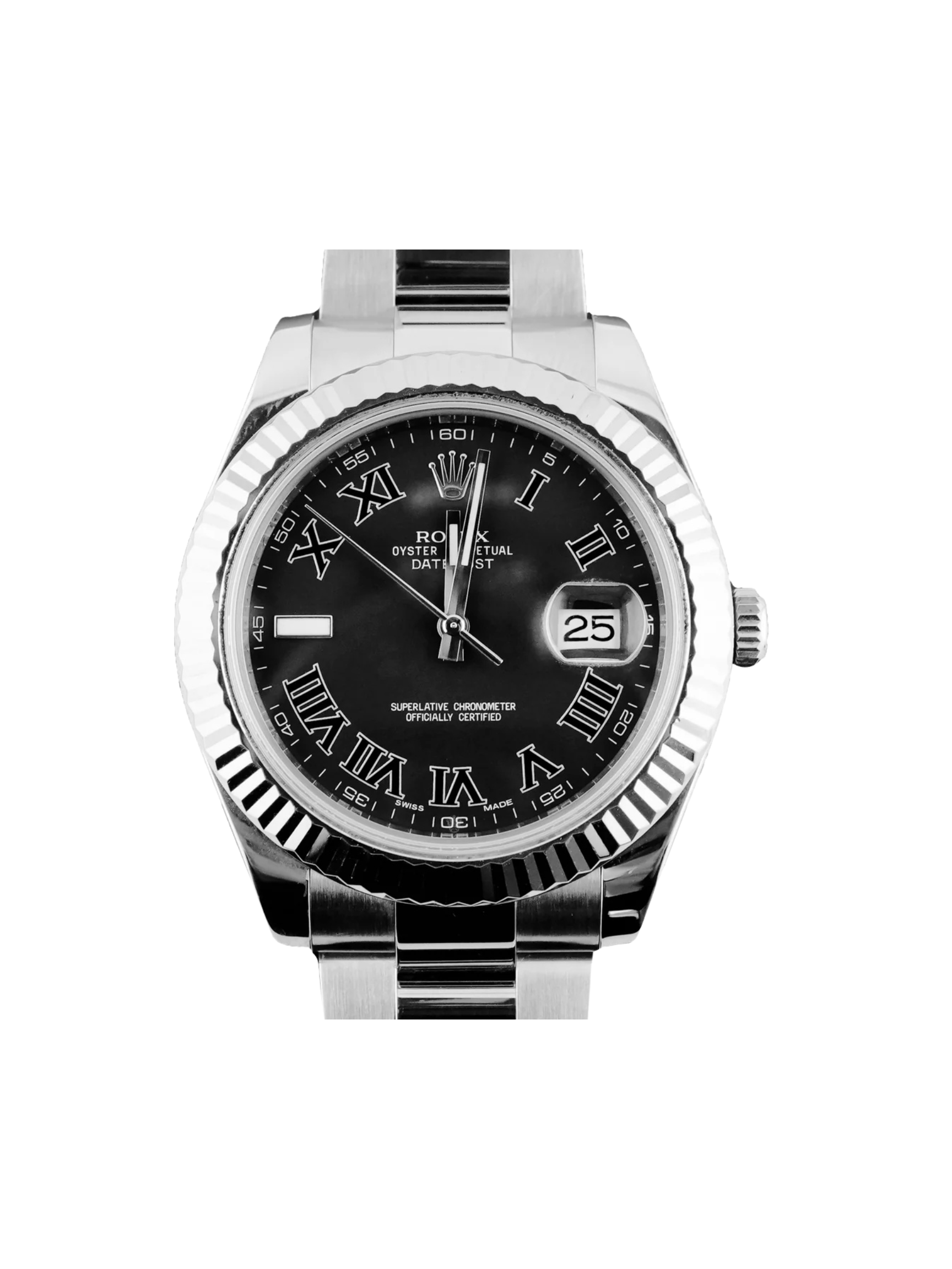 Rolex Datejust II Stainless Steel and White Gold Charcoal Roman Dial 116334