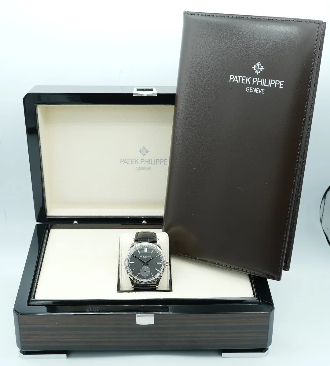 Patek Philippe Calatrava Clou De Paris White Gold Grey Stick Dial 6119G-001