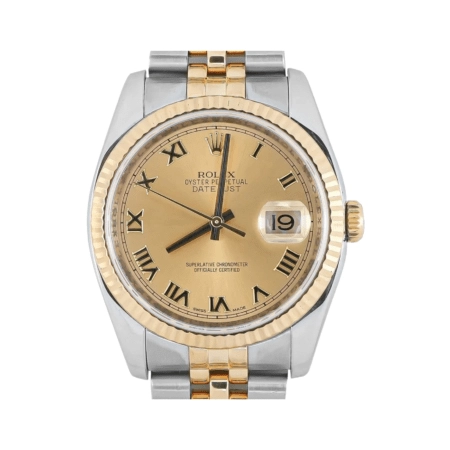 Rolex Datejust Stainless Steel and Yellow Gold Champagne Roman Dial 116233