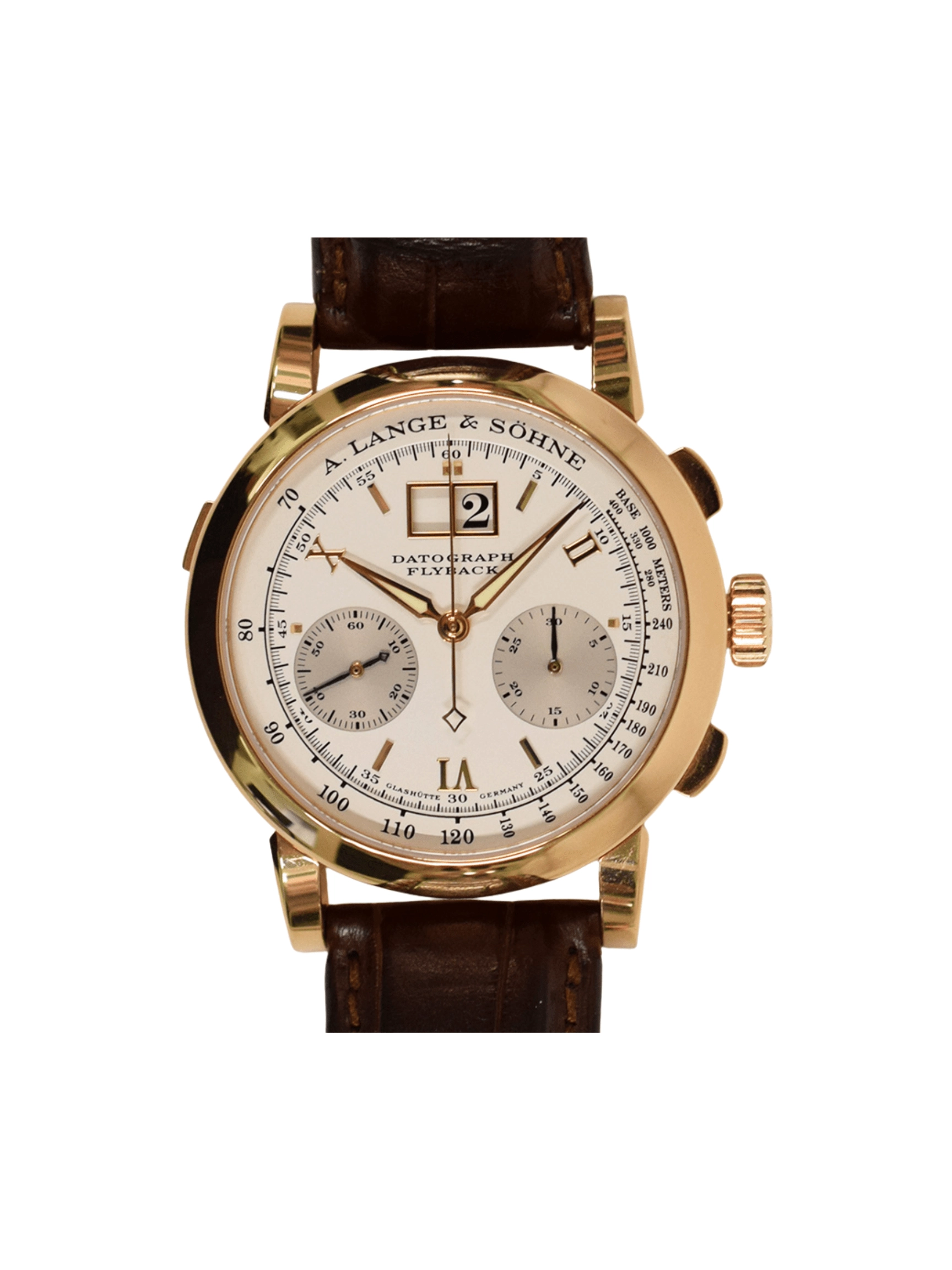 A. Lange & Söhne Saxonia Datograph Rose Gold Silver Roman Dial 403.032