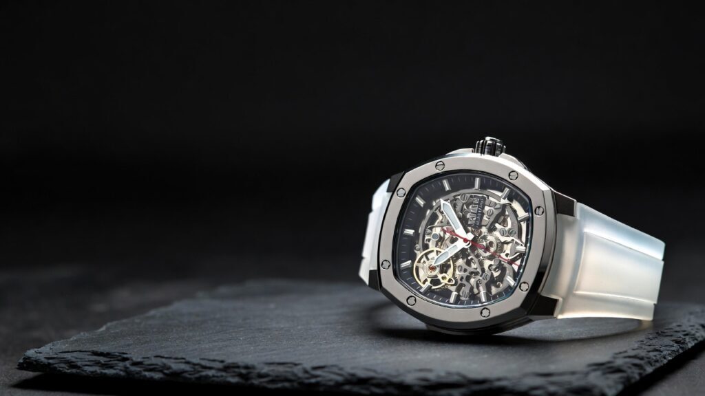 Skeleton tonneau-case luxury watch representing Richard Mille watch price ranges
