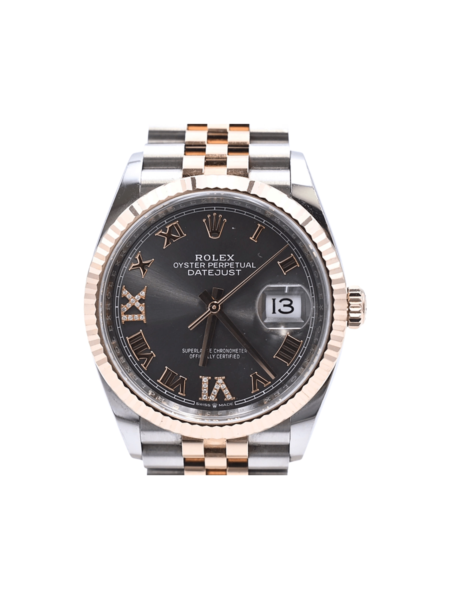 Rolex Datejust 36 Stainless Steel and Rose Gold Slate "VI&IX" Diamond Dial 126231