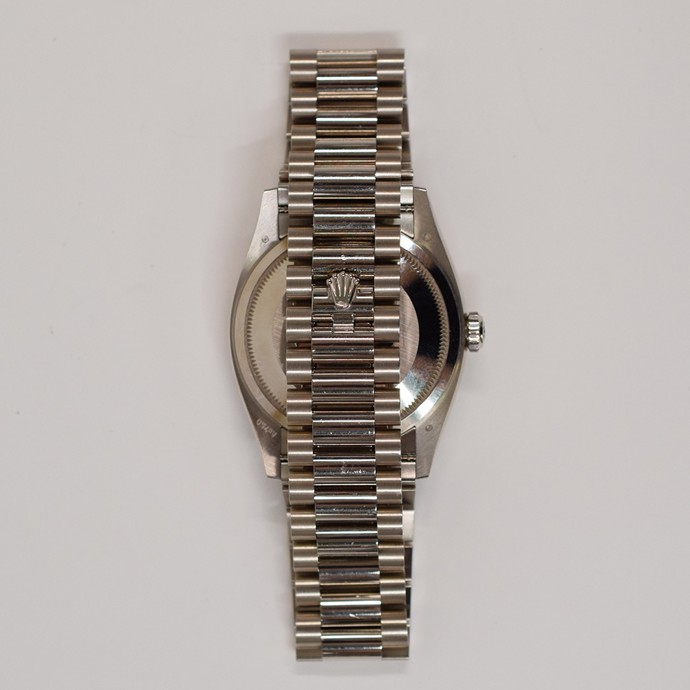 Rolex Day-Date 36 White Gold Blue Ombre Roman Dial 128239