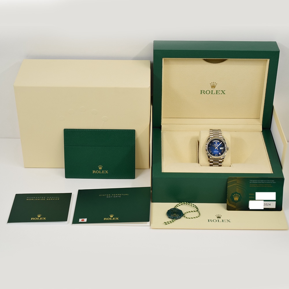 Rolex Day-Date 36 White Gold Blue Ombre Roman Dial 128239