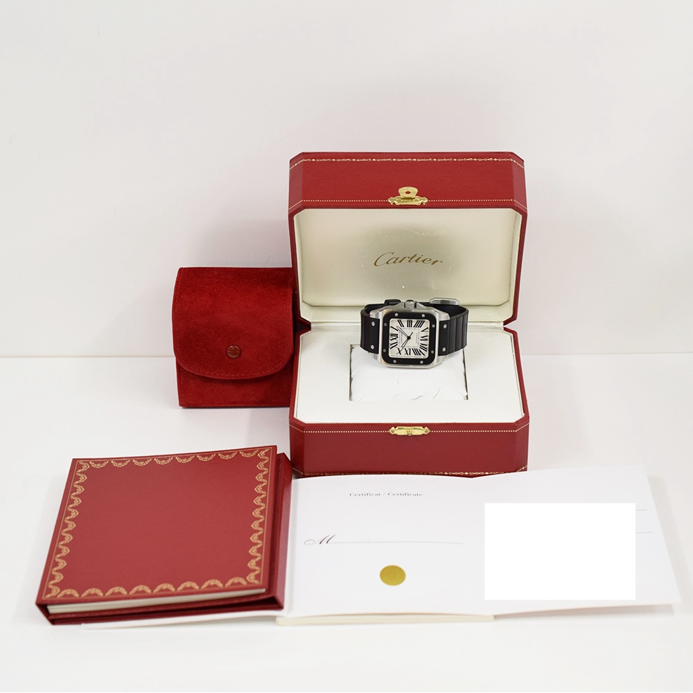 Cartier Santos 100 Large Stainless Steel Silver Roman Dial W20121U2