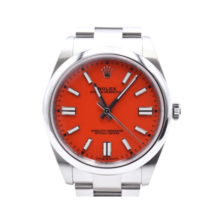Rolex Oyster Perpetual 41 Stainless Steel Coral Red Dial 124300
