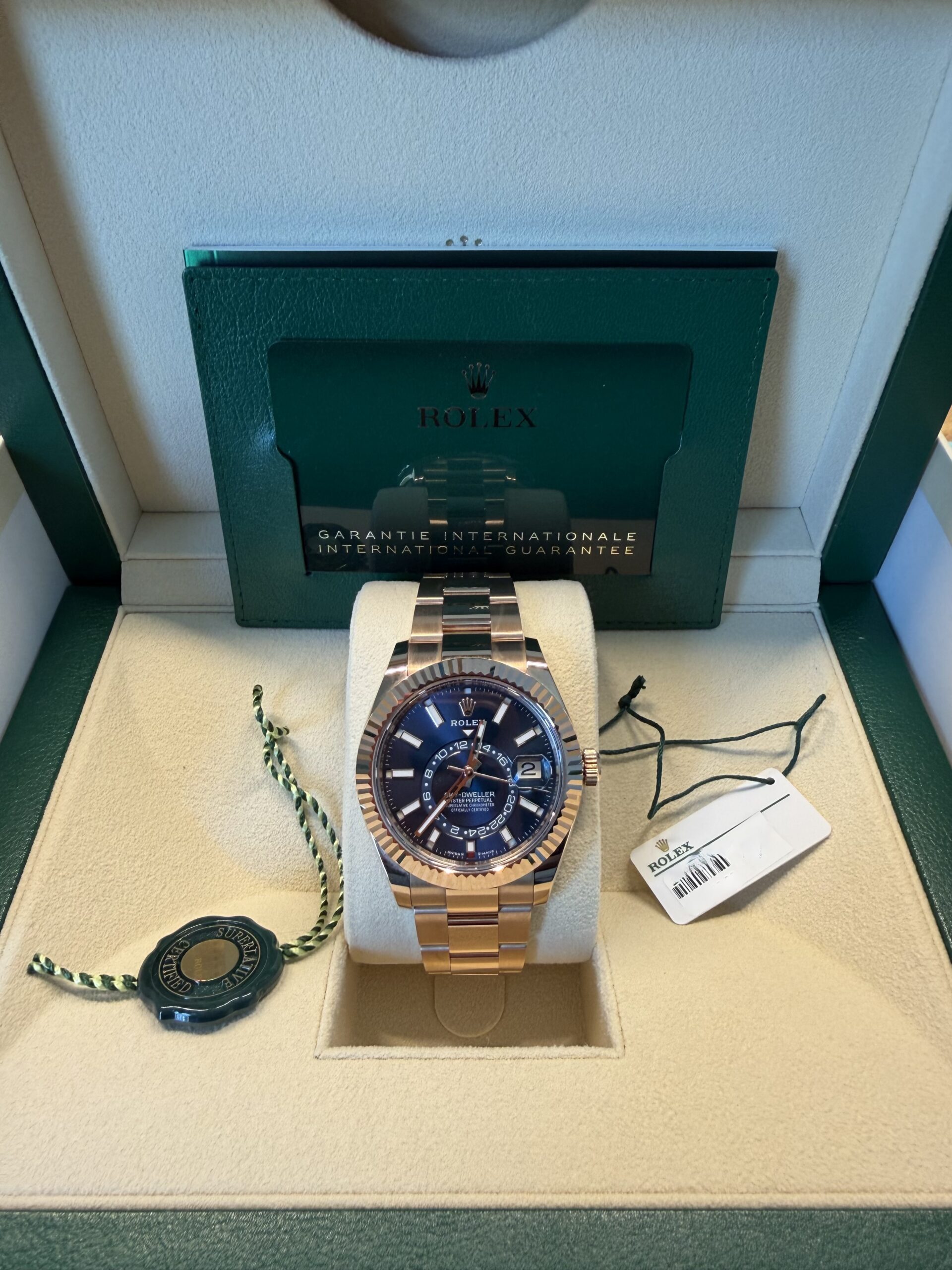Rolex Sky-Dweller Rose Gold Blue Stick Dial 336935