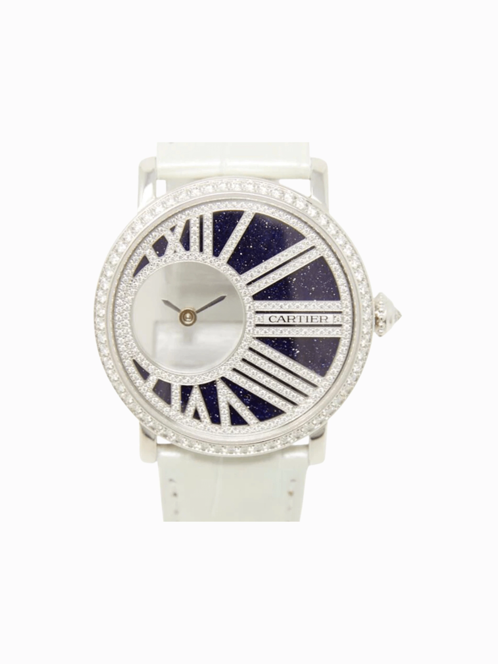 Cartier Rotonde De Cartier Mysterious Hours 35mm Diamond Bezel Blue Dial HPI01197