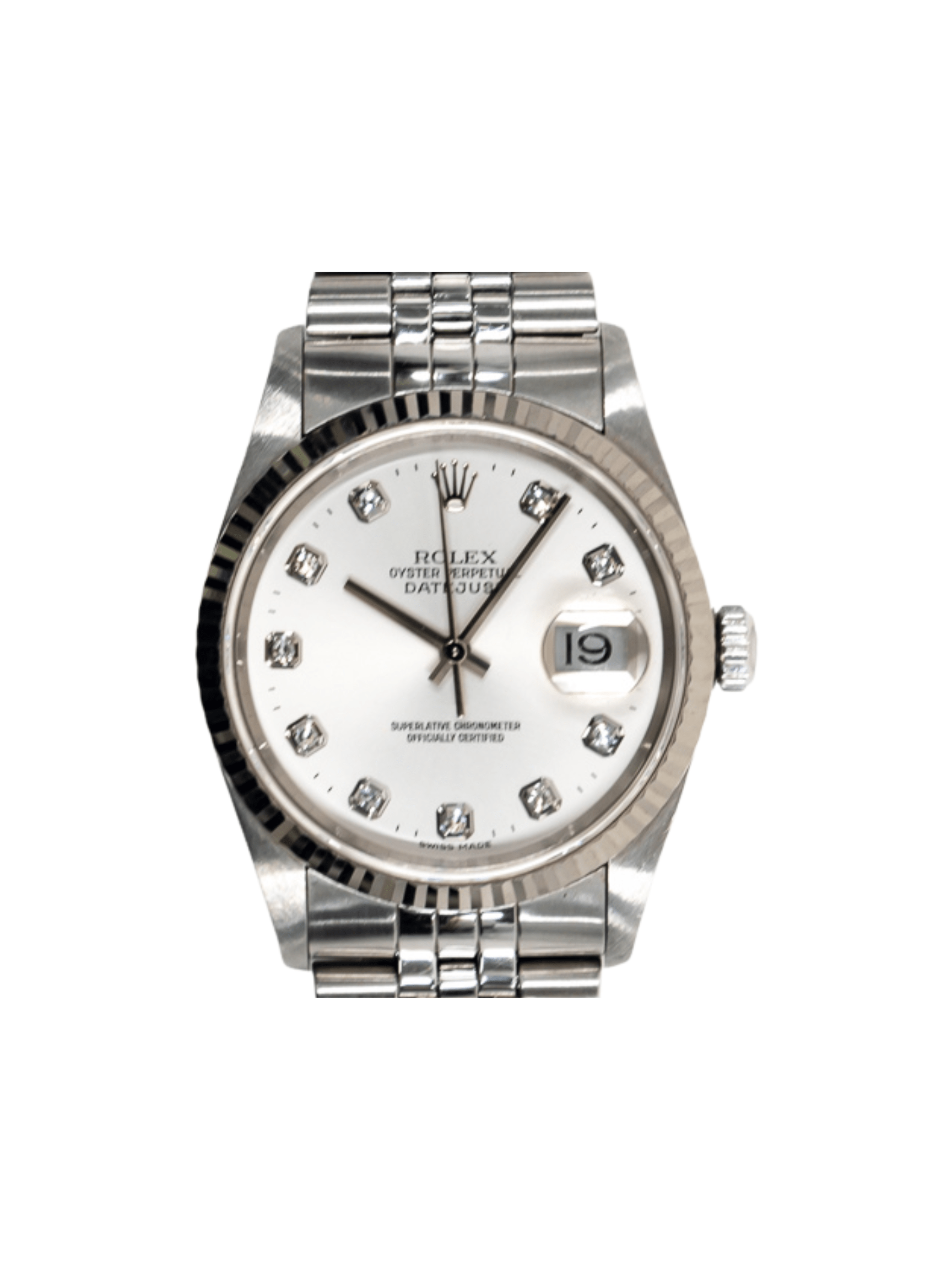 Rolex Datejust 36 Stainless Steel/White Gold Silver Diamond Dial 16234G