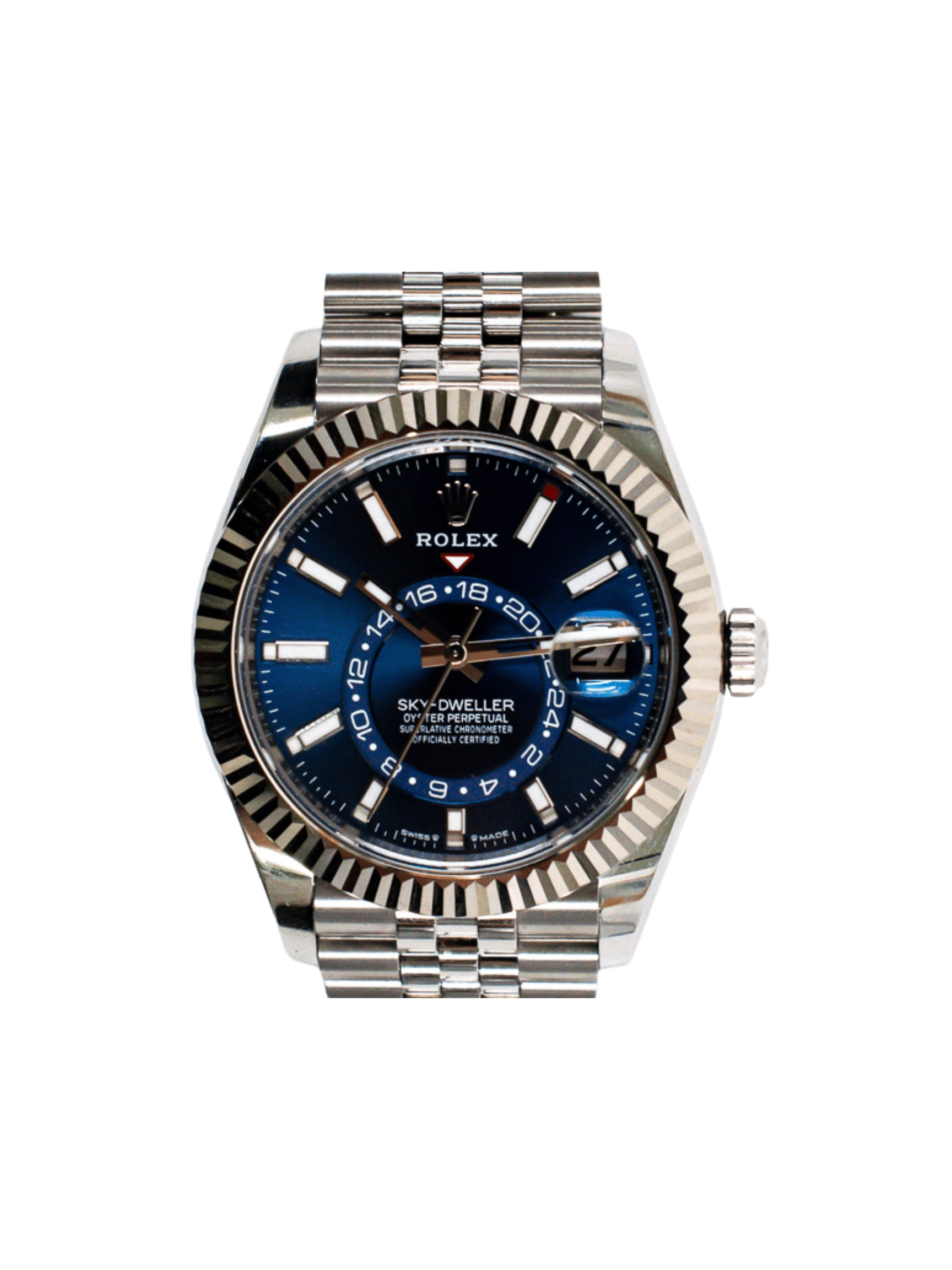 Rolex Sky-Dweller Stainless Steel/White Gold Blue Stick Dial 326934