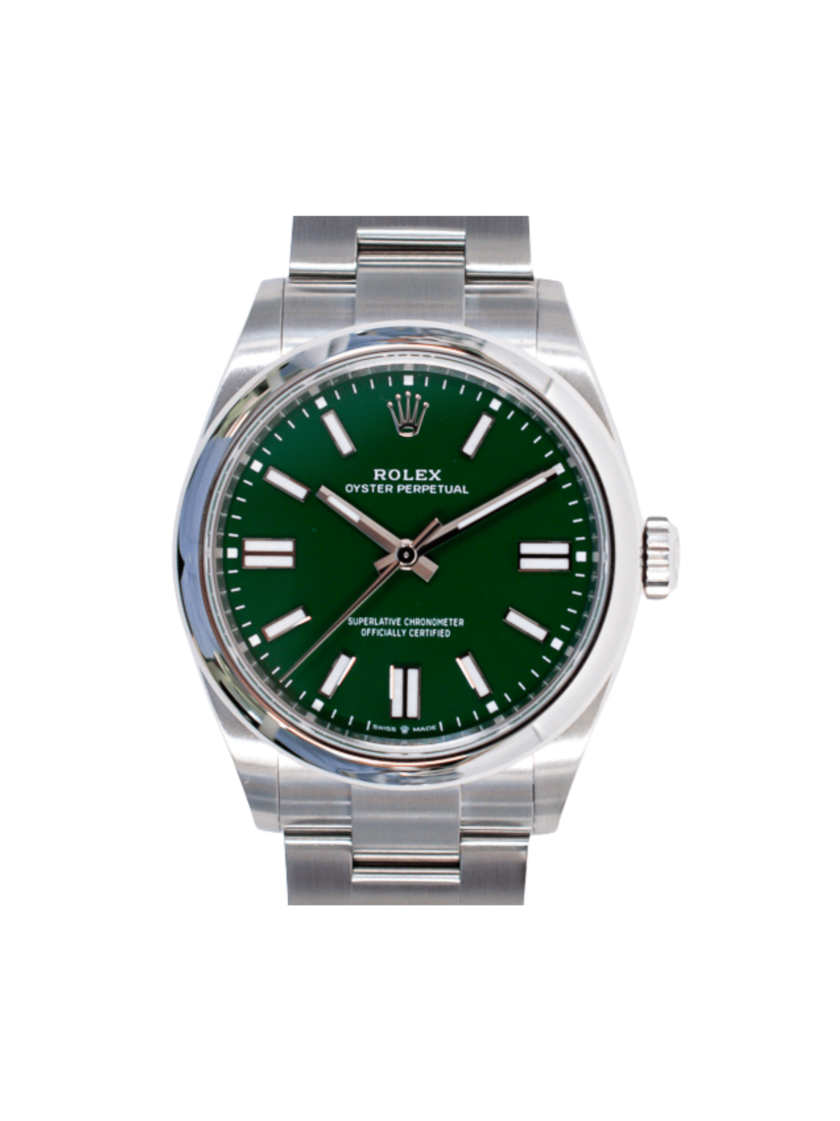 Rolex Oyster Perpetual Stainless Steel Green Stick Dial 134300