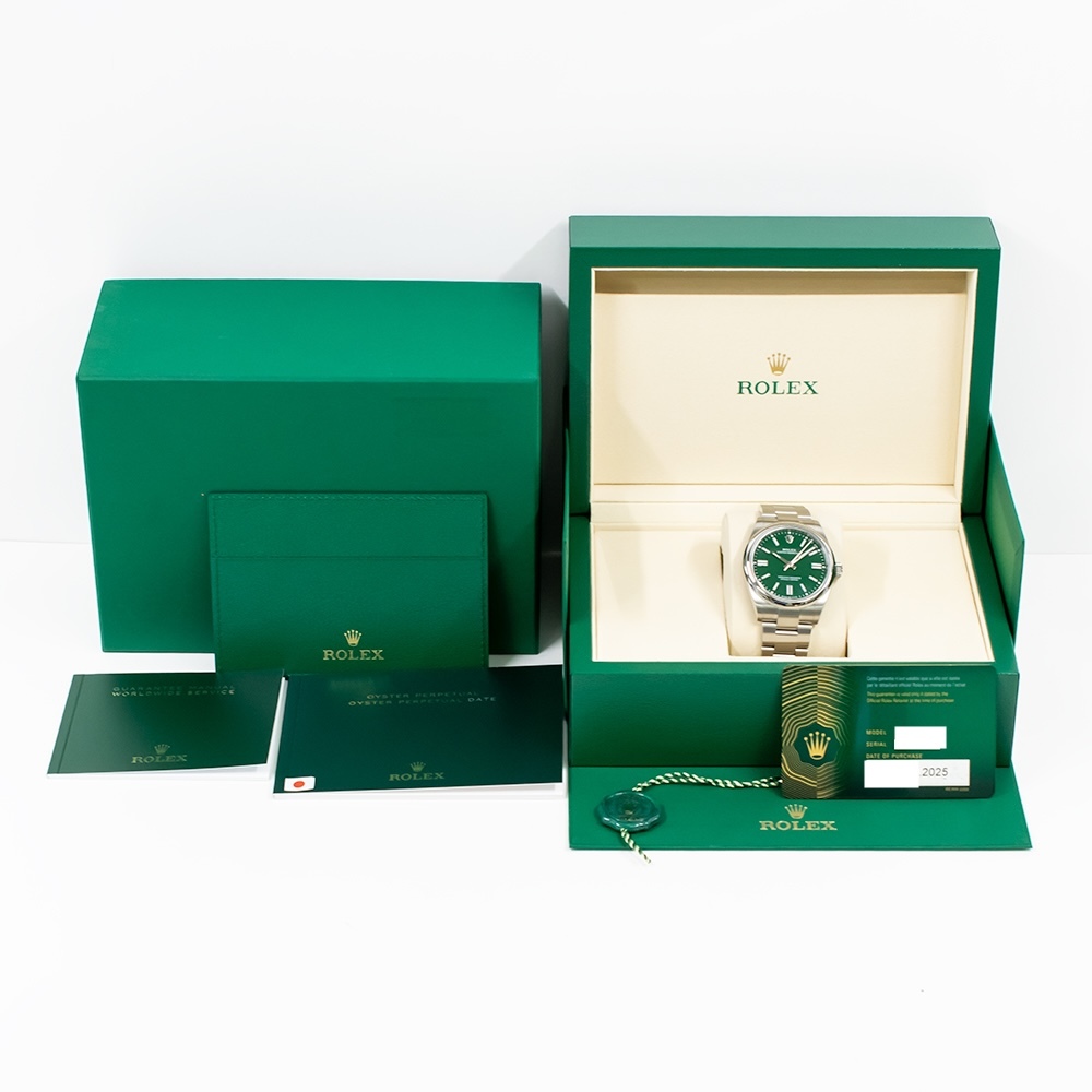 Rolex Oyster Perpetual Stainless Steel Green Stick Dial 134300