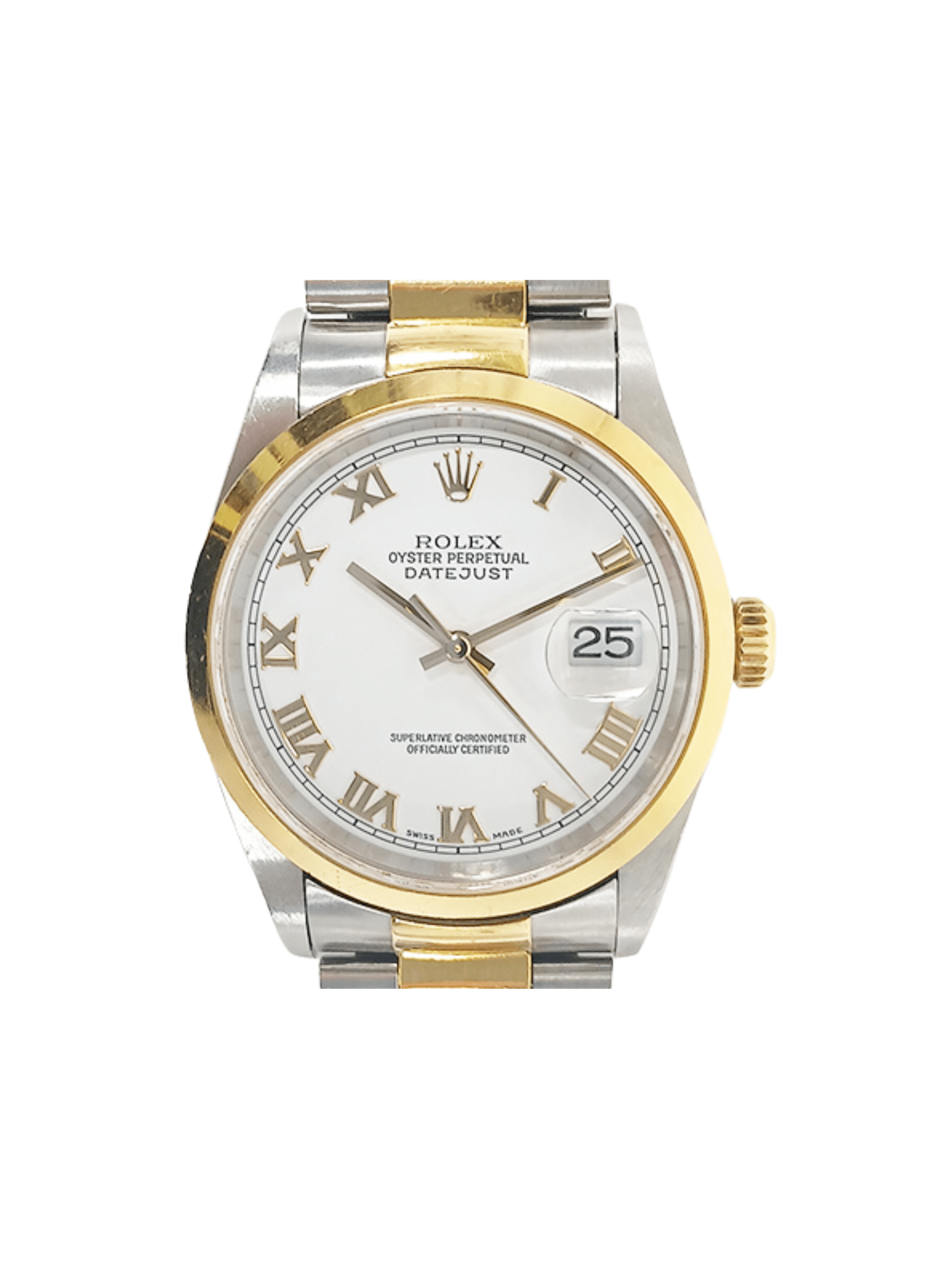 Rolex Datejust 36 Stainless Steel and Yellow Gold White Roman Dial 16203