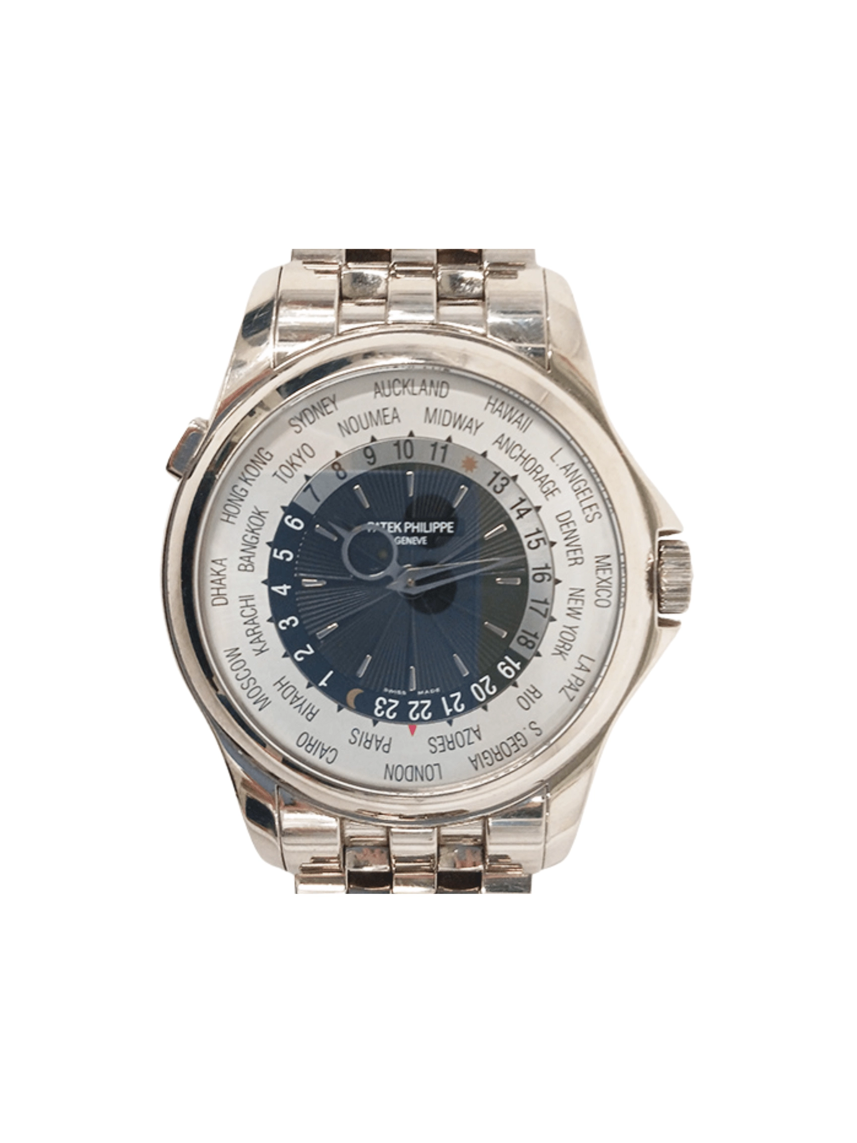 Patek Philippe World Time White Gold Sunbusrt Black with Gray Indices Dial 5130/1G-011