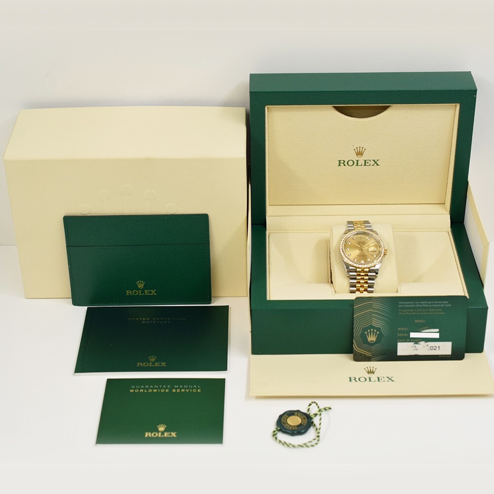 Rolex Datejust 36 Stainless Steel Yellow Gold Champagne Diamond Dial 126283RBR