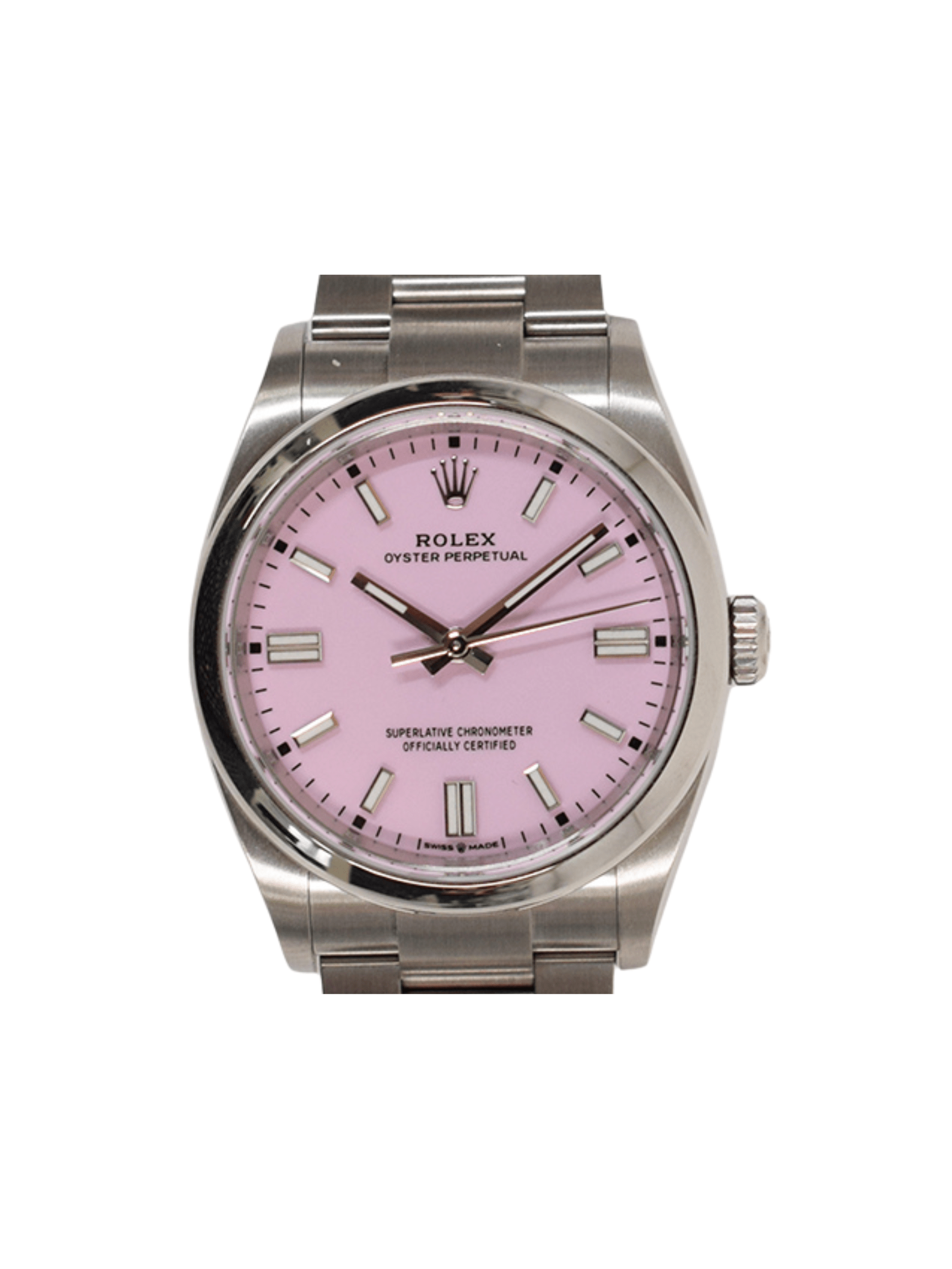 Rolex Oyster Perpetual Stainless Steel Candy Pink Dial 126000
