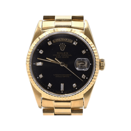 Rolex Day-Date 36 Yellow Gold Black Diamond Dial 18238A