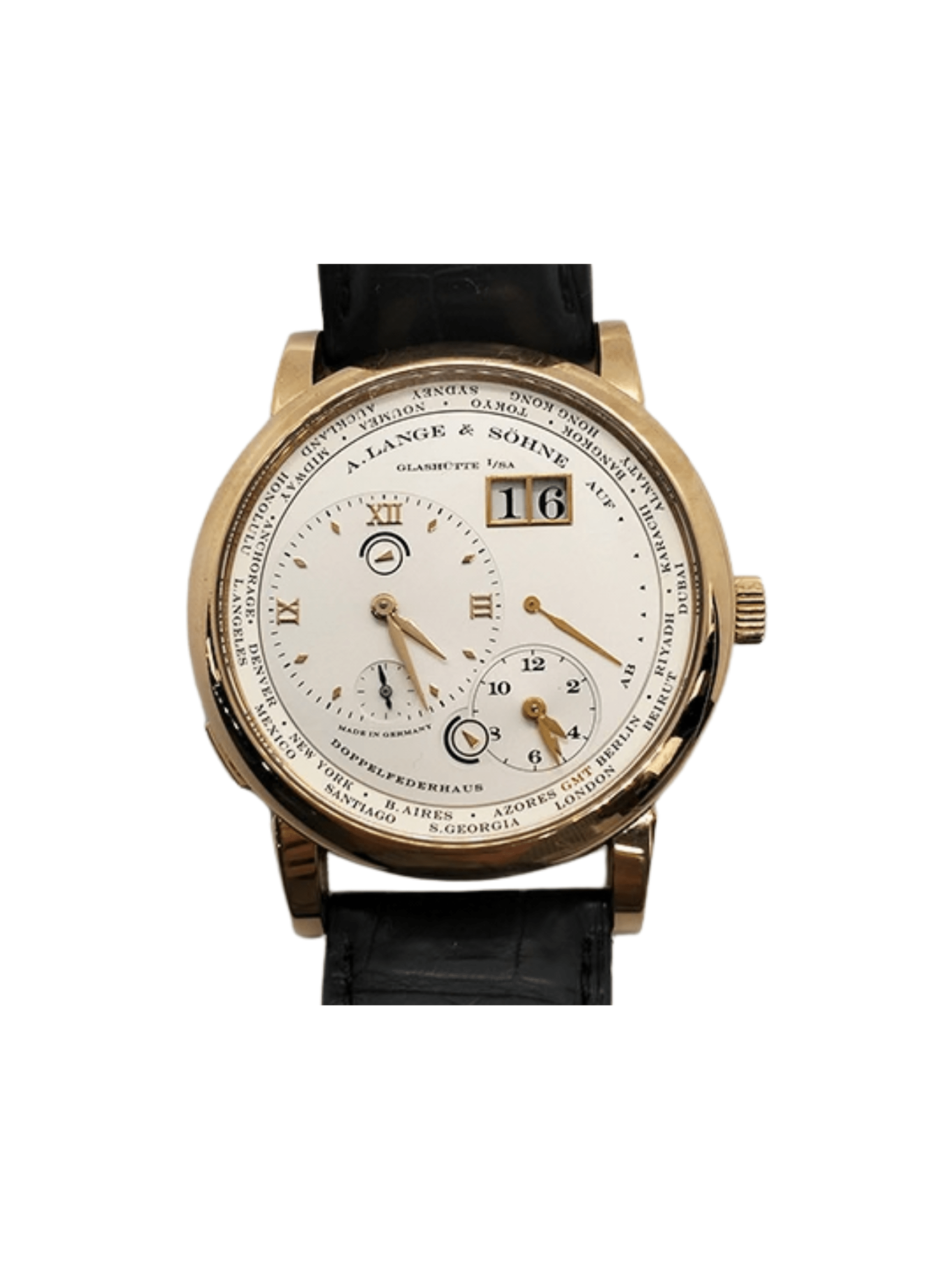 A. Lange & Söhne Lange 1 Time Zone Rose Gold White Roman Dial 116.032