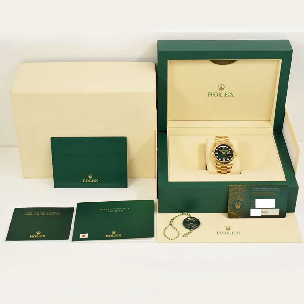 Rolex Day-Date President 36 Yellow Gold Green Ombre Diamond Dial 128238