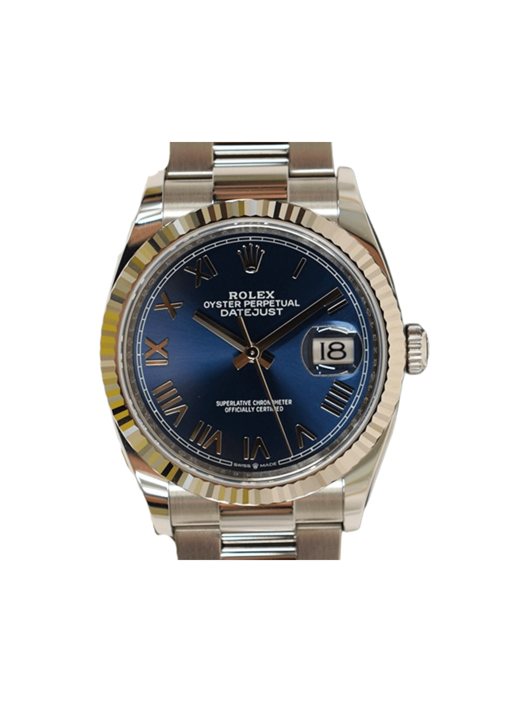 Rolex Datejust 36 Stainless Steel and White Gold Blue Roman Dial 126234
