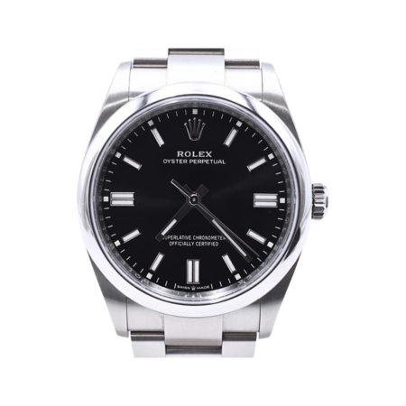 Rolex Oyster Perpetual Stainless Steel Black Stick Dial 126000