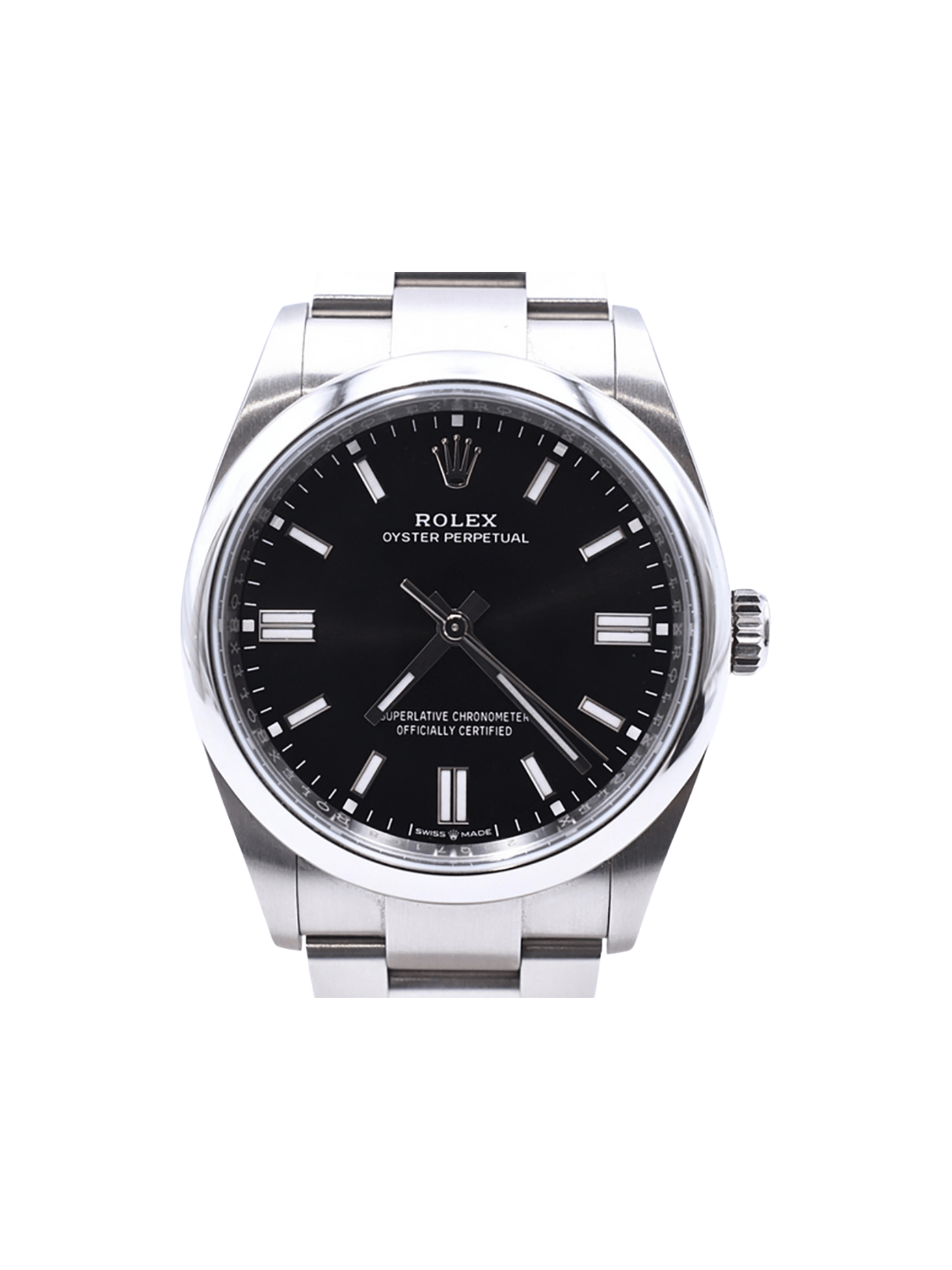 Rolex Oyster Perpetual Stainless Steel Black Stick Dial 126000
