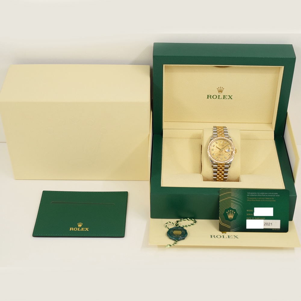 Rolex Datejust 36 Stainless Steel and Yellow Gold Champagne Jubilee Diamond Dial 126283RBR