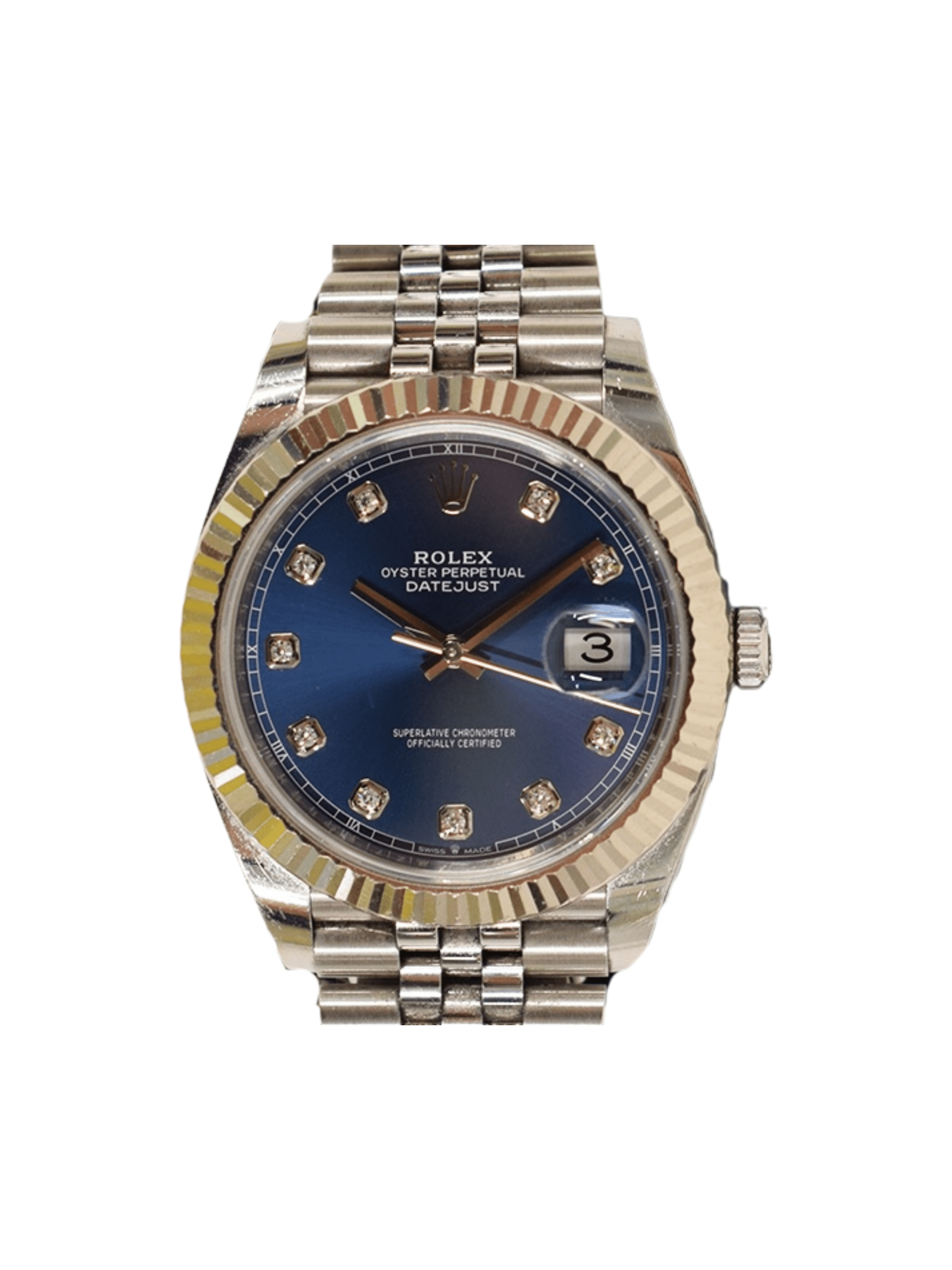 Rolex Datejust 41 Stainless Steel and White Gold Blue Diamond Dial 126334G