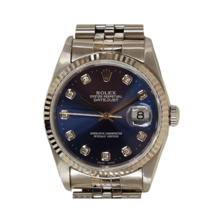Rolex Datejust 36 Stainless Steel and White Gold Blue Diamond Dial 16234G