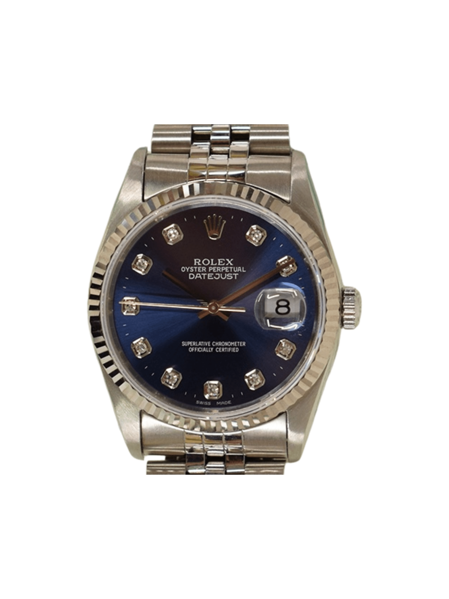 Rolex Datejust 36 Stainless Steel and White Gold Blue Diamond Dial 16234G