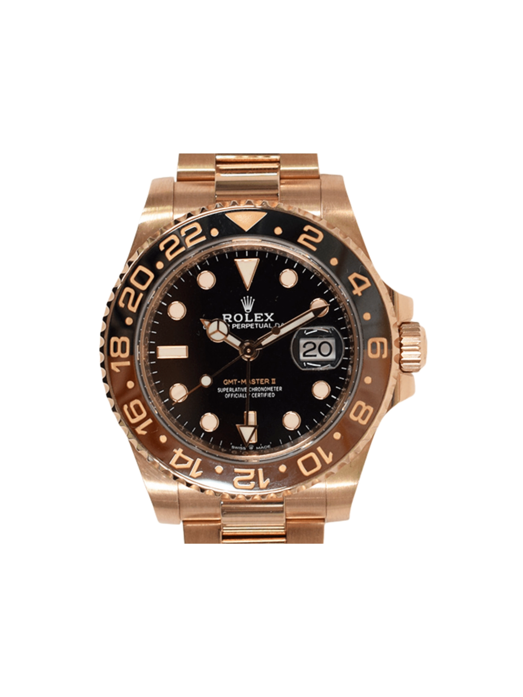Rolex GMT-Master II Rose Gold "Root Beer" Black Dial 126715CHNR