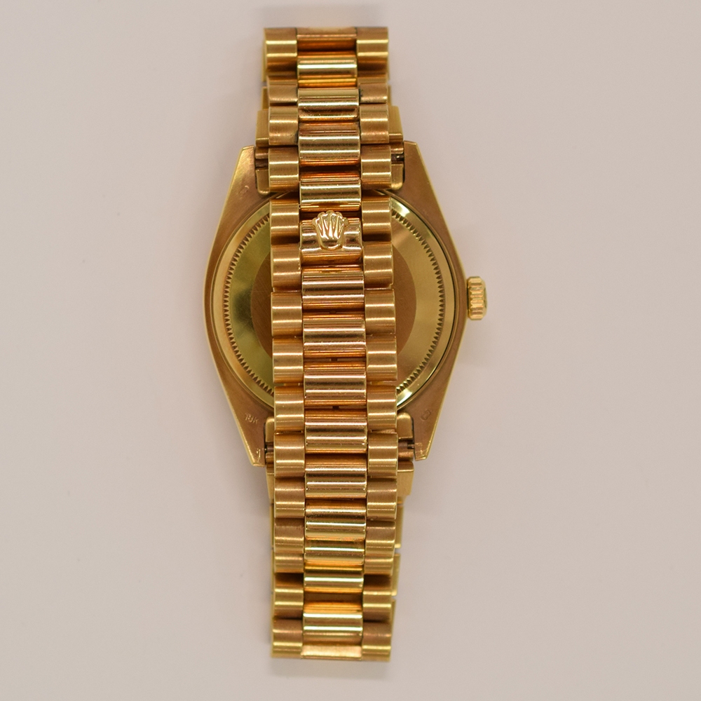 Rolex Day-Date 36 Yellow Gold Champagne Stick Dial 18038