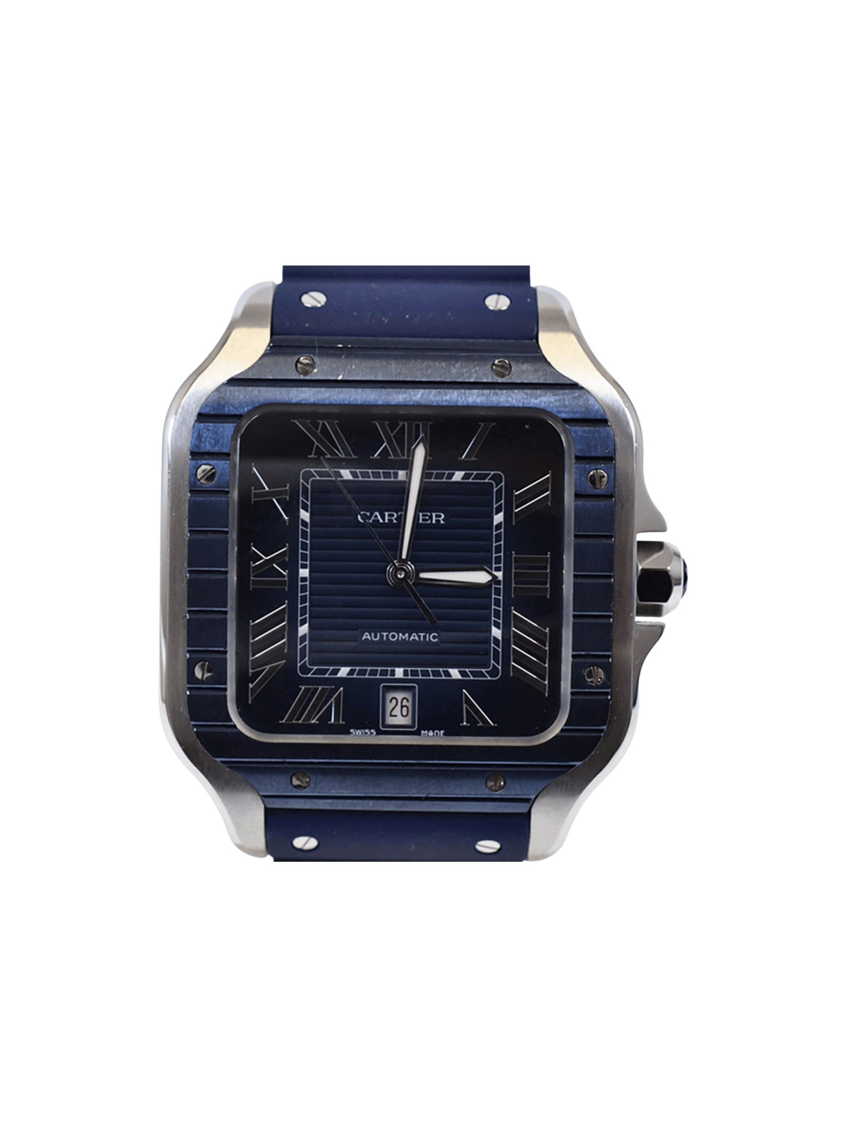 Cartier Santos de Cartier Stainless Steel Blue Roman Dial WSSA0048