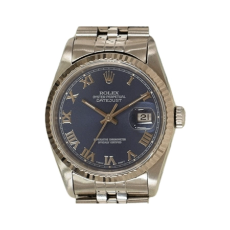 Rolex Datejust 36 Stainless Steel and White Gold Blue Roman Dial 16234