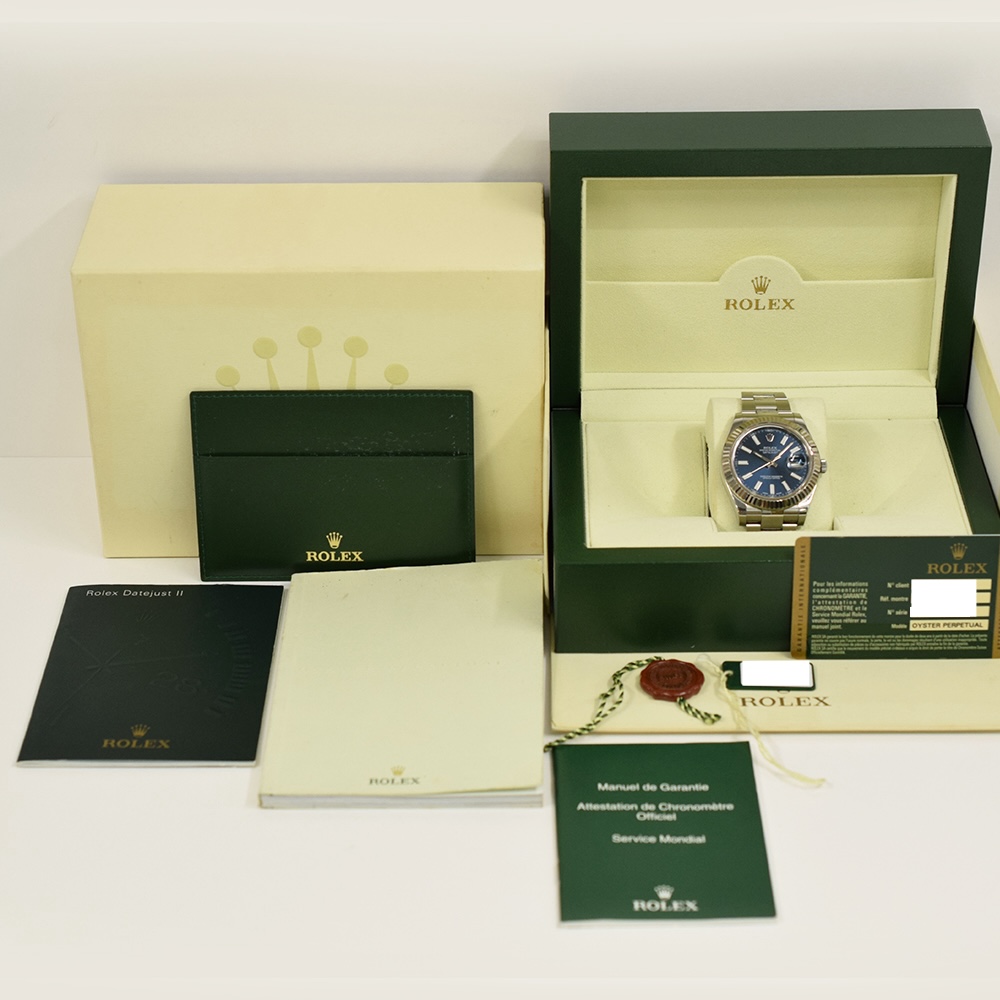 Rolex Datejust II Stainless Steel and White Gold Blue Dial 116334