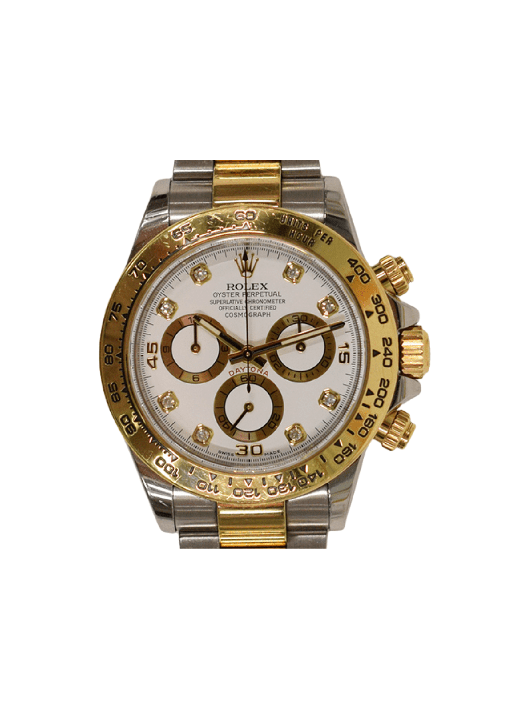 Rolex Daytona Stainless Steel and Yellow Gold White Diamond Dial 116503G