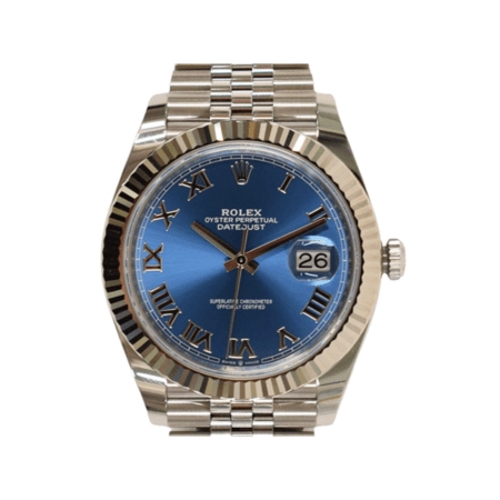 Rolex Datejust Stainless Steel and White Gold Blue Roman Dial 126334
