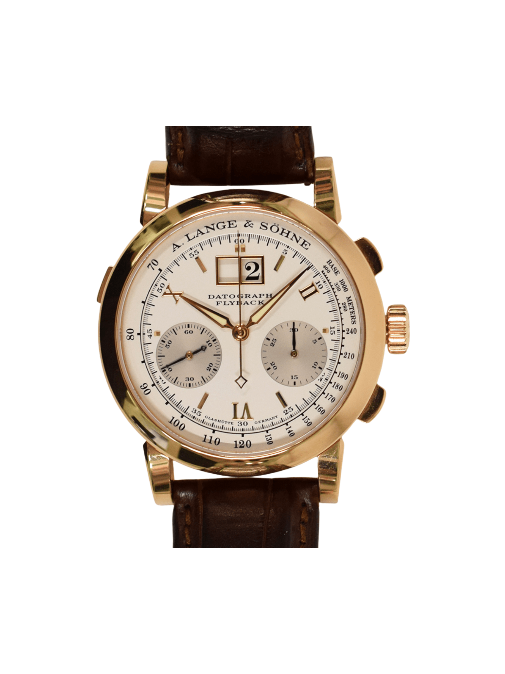 A. Lange & Söhne Saxonia Datograph Rose Gold Silver Roman Dial 403.032