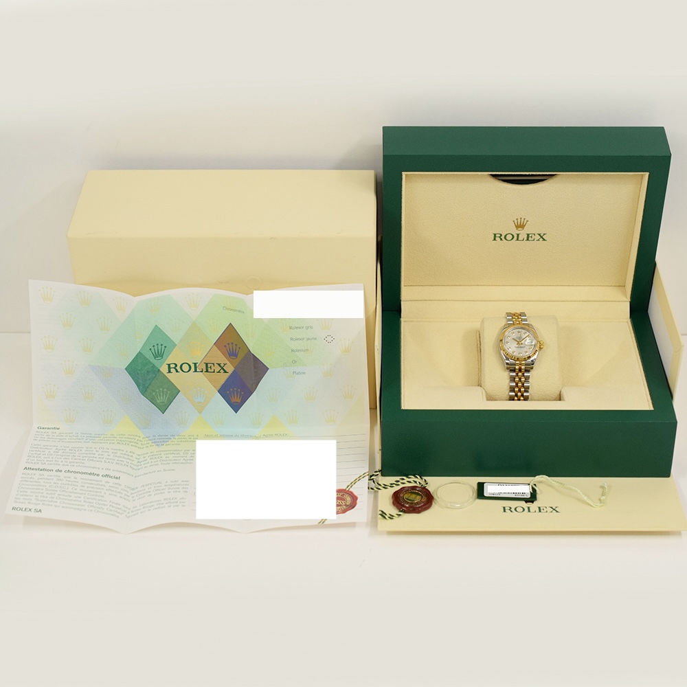 Rolex Lady-Datejust 26 Stainless Steel and Yellow Gold Silver Diamond Dial 179173G